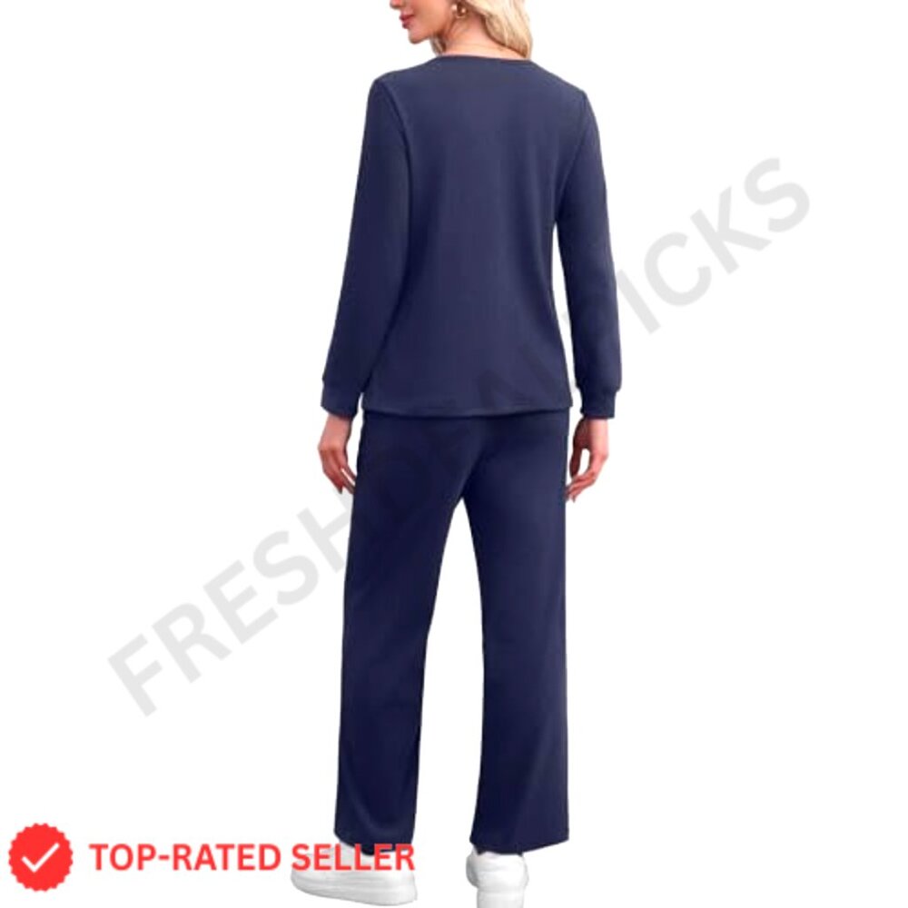 Button Down Lounge Set Soft Polyester Blend Wide … - image 5